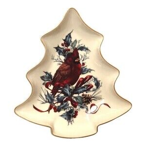 𝅺lenox Winter Greetings Tree Candy Dish Trinket Plate x Catherine McClung